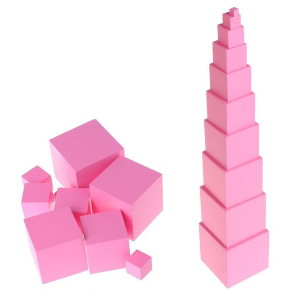 Sensorial Pink Tower Montessori Toy - Image 2